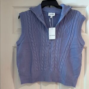 Heyson boutique brand Women's Lavender Purple Cable Knit Sweater Vest NWT large